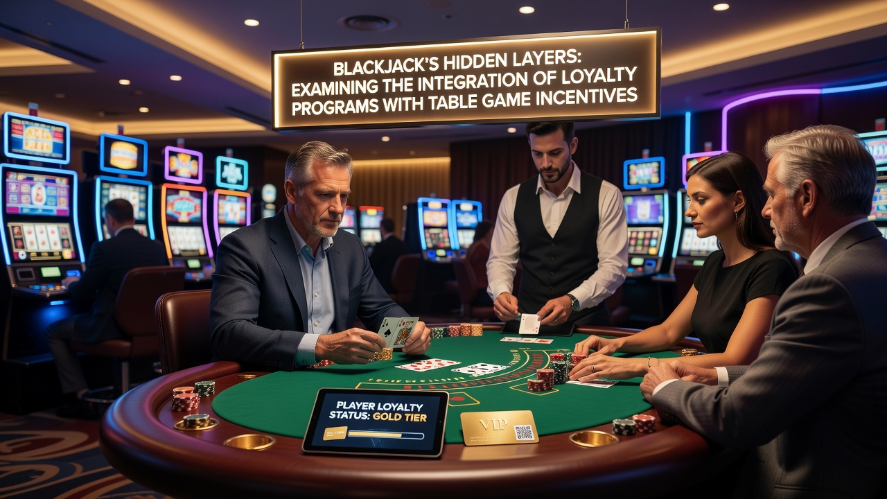 Close-up of loyalty card reader at blackjack table with digital display showing points earned and available incentives