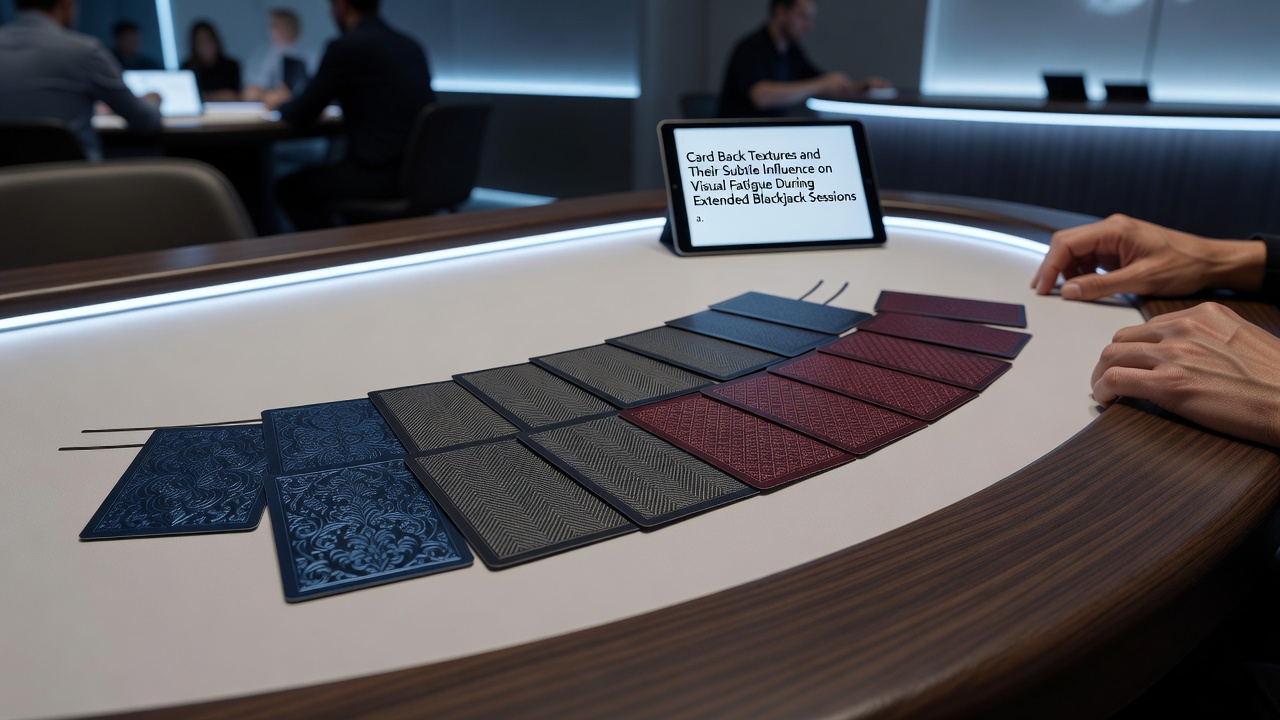 Blackjack table in an integrated resort showing multiple decks with distinct card back textures under typical gaming floor illumination