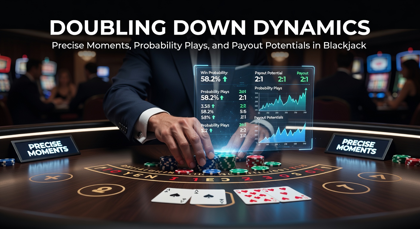Infographic-style chart displaying blackjack basic strategy for doubling down, with color-coded zones for hard and soft hands against various dealer upcards
