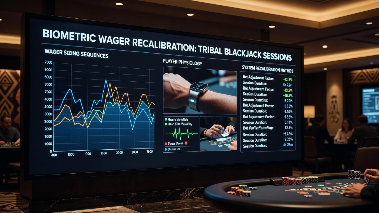 Biometric sensors integrated into blackjack tables at a tribal casino monitoring player physiological data during extended play sessions