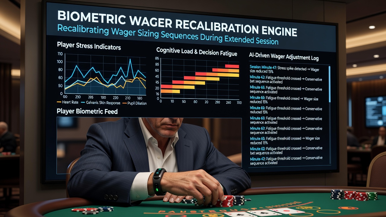 Close-up view of biometric data dashboard showing real-time wager sequence adjustments during a tribal casino blackjack session
